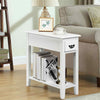 2 Tier End Table Narrow Nightstand w/ Storage Drawer