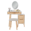 Modern Dressing Table Set LED Mirror Vanity Desk with Drawer Cabinet Stool