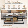 COSTWAY 2-Tier Industrial Coffee Table 105 cm Rectangle Center Table-Brown