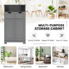 Bathroom Floor Cabinet Free Standing Storage Cupboard-Grey