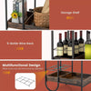 Industrial Bar Trolley Cart Rolling Buffet Serving Cart W/ Metal Wire Wine Rack