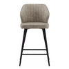 2 Pcs Beige PU Bar Stools Restaurant Bar Stools Soft Padded Seat Back Metal Legs
