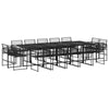 15 Piece Garden Dining Set Black Poly Rattan R5W9