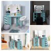 Corner Dressing Table with LED Lights Vanity Makeup Desk with Mirror & 5 Drawers