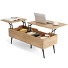 Lift Top Coffee Table Modern Center Table w/Storage Compartments-Natural
