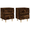 2 x Bedside Cabinets with Solid Wood Legs Smoked Oak 40x35x50 cm - 2 Cabinets