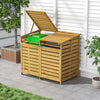 Duo Wheelie Bin Storage Wooden Store Cover Garden Double Compartments Waste Bin