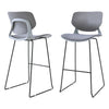 2X Grey Breakfast Bar Stools Modern Pub Chair Kitchen Metal Leg 70cm Seat Height
