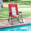 Foldable Rocking Chair Oversized Camping Rocking Chair Padded Lawn Chair Red
