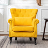 Yellow Linen Armchair Occasional Accent Chair WingBack Lounge with Waist Pillow