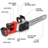 16'' Cordless Chainsaw 2 Battery Electric Saw Handheld Wood Cutting Tree Branch
