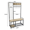 Modern Mirror Metal Coat Rack Stand with Shoe Storage Hallway Furniture 8 Hooks