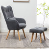 Modern Wing Back Armchair Lounge Chair Single Sofa With Footstool & Waist Pillow
