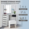 White Corner Dressing Table Makeup Desk Vanity Table 5 Drawers with Bubls