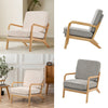 Accent Armchair Wooden Armest Frame Single Padded Sofa Chair Leisure Guest Seat