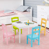 Children Wooden Table and 4 Chairs Set Activity Desk Set Colorful