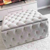 24" Square Upholstered Chesterfield Footstool Coffee Table Pouffe Seat Storage