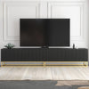TV Unit I 200cm Wide Cabinet I Black Fluted Doors I Gold Base I Modern Style