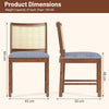 Rattan Dining Chair Set of 2 Wooden Upholstered Kitchen Chairs-Brown