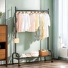 Black Metal Clothes Rail Rack Garment Stand Corner Open Wardrobe with Shelf