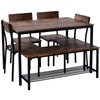 Dining Table Chair and Bench Set 6 Industrial Style Kitchen Dining Table Set