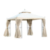 3 x 3(m) Garden Gazebo Double Top Gazebo Canopy w/ Mesh Cream White