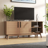 Wooden TV Stand Living Room 2 Doors 2 Shelves Modern Entertainment Media Cabinet