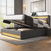 Ottoman Lift Up Storage Bed PU Upholstered Bed Frame w/ Headboard 6ft Super King