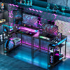 L Shaped Desk with LED Lights Reversible Corner Gaming Desk with Storage