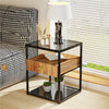 Double Layer Tempered Glasses Side End Table Square Nightstand Cabinet Office UK