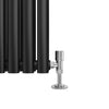 Black Radiator Vertical Double 1800x392 Oval Column Tall Upright Rad With Valves