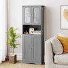 Tall Bathroom Storage Cabinet Freestanding Linen Cabinet Grey