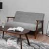 Modern Grey 2 Seater Sofa Armchair Small Loveseat Couch Settee Walnut Wood Frame