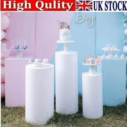 3PCS Metal Plinth Cylinder Dessert Pedestal Wedding Cake Flower Display Stand UK