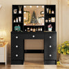 Bedroom Dressing Table With 7 Drawers LED Mirror Set Makeup Desk Vanity Table