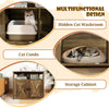 Enclosed Cat Washroom Wooden Side Table Cat Litter Box