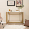 110cm Accent Table Narrow Entryway Table with Faux Marble Tabletop White