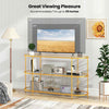 140cm TV Console Table with Tempered Glass Shelves