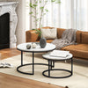 Stacking Coffee Tables Set with Marble-Effect Top Nesting Tables Side End Tables