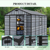 8X6FT Plastic Garden Shed Apex with Floor Window Lockable Door Wood Grain Grey