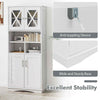 Tall Bathroom Cabinet Large Floor Storage Cabinet w/ Acrylic Doors White