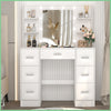 Bedroom Dressing Table with LED Lights Mirror 7 Drawers Makeup Vanity Desk Set