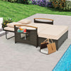 Outdoor Wicker Daybed Rattan Woven Loveseat Patio Sun Lounger w/ Storage Ottoman