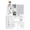 Dressing Table With Sliding Mirror 6 Drawers Open Shelves Vanity Desk
