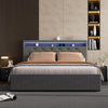 OTTOMAN STORAGE UPHOLSTERED BED FRAME 4FT6 DOUBLE WITH USB PORT & LED LIGHT NEW
