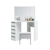 White Corner Dressing Table Makeup Desk Vanity Table 5 Drawers with Stool Mirror