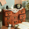 Vintage Wooden Trinket Box Chest of 9 Drawers Desk Organizer Storage Cabinet