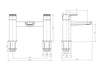 Bathroom Bath Filler Mixer Tap Modern Square Twin Lever Bath Mixer Tap Chrome