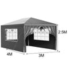 Gazebo Marquee 4x3m Heavy Duty Garden Party Canopy Waterproof Tent w/Sides Grey