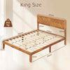Single Size Bed Frame Acacia Wood Platform Bed w/ Headboard Caramel